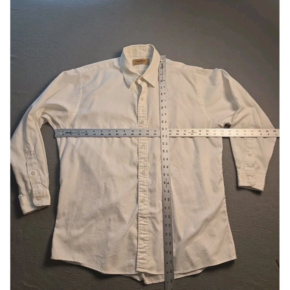 Vintage Paul Stuart Shirt Bundle: White Cotton LS & Light Blue Linen SS (Sz L/M) - Picture 9 of 16